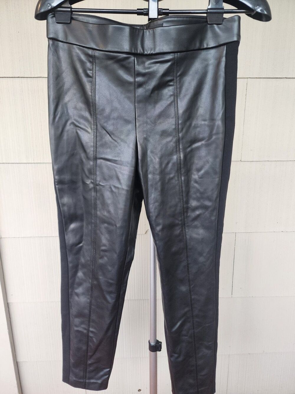 Talbots Portland Pants Black Faux Vegan Leather Buttery Side Zipper Womens 10P